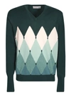 Ballantyne Beige/dark Green Long-sleeve Jumper In Black