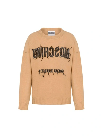Moschino Beige Virgin Wool Sweater In Brown