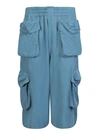 Sunnei Relaxed Fit Blue Shorts With Flap Pockets In Blue