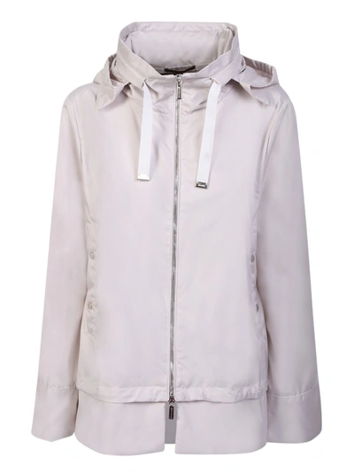 Moorer White Medium-length Hooded Jacket
