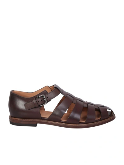 Church's Caged Leather Sandals In Brown