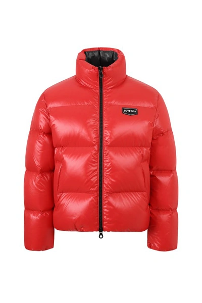 Duvetica Logo-patch Zip-up Padded Jacket In Red