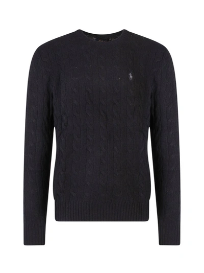 Polo Ralph Lauren Cable-knit Wool-cashmere Sweater In Black