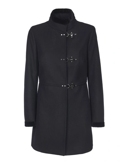 Fay Black Virginia Coat In Blue