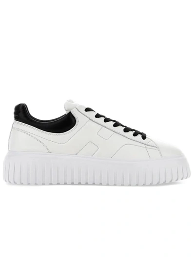 HOGAN WHITE H-STRIPES LACED SNEAKERS