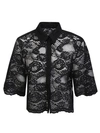 Msgm Cropped Lace Shirt In Black