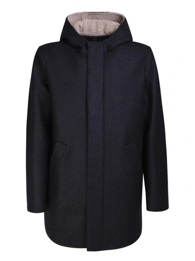 Harris Wharf London Hooded Felt Coat In Black