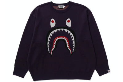Pre-owned Bape Shark Jacquard Knit Sweater Brown