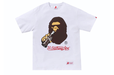 Pre-owned Bape X Coca-cola Ape Head Tee White