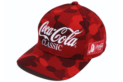 Pre-owned Bape X Coca-cola Color Camo Snap Back Cap Red