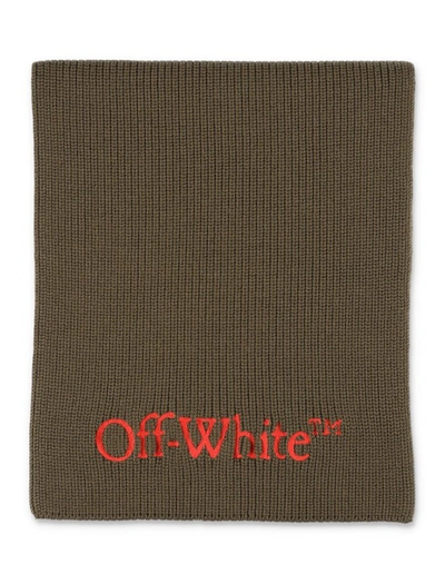 Off-white Bookish Knit Scarf In Green