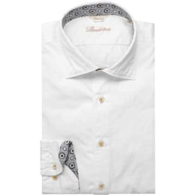 Stenströms - Casual Slimline Fit White Shirt With Contrast Details 7747210526000