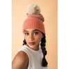POWDER THORA BOBBLE HAT IN CORAL AND TAUPE