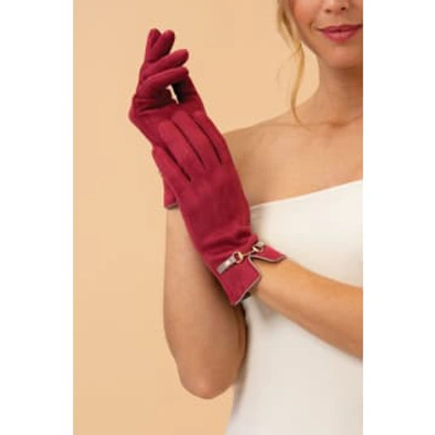 Powder Kylie Faux Suede Gloves In Ruby