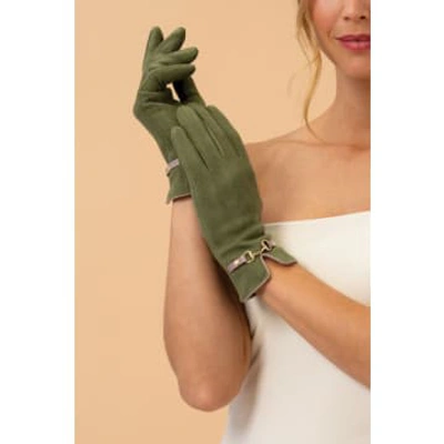 Powder Kylie Faux Suede Gloves In Forest