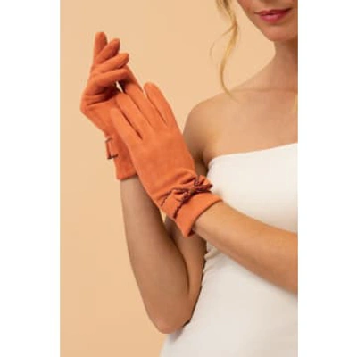 Powder Fenella Faux Suede Gloves In Tangerine