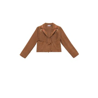 Rixo London Marguerite Fringed Suede Jacket In Powell Embroidery Camel