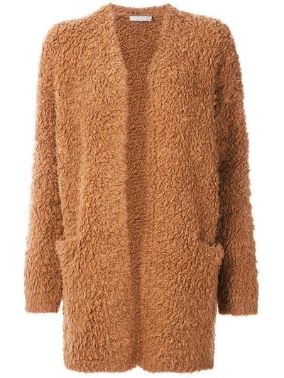 Vince Wool And Cashmere Open Cardigan In Dark Camel