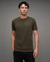 Allsaints Ossage Crew Neck Slim Ramskull T-shirt In Green