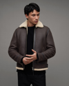 Allsaints Rhys Zip Up Shearling Jacket In Roasted Brown