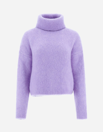 Herno Sweater In Fluffy Wool In ライラック