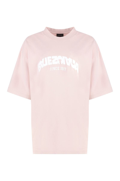 Balenciaga Logo Cotton Jersey T-shirt In Light Pink