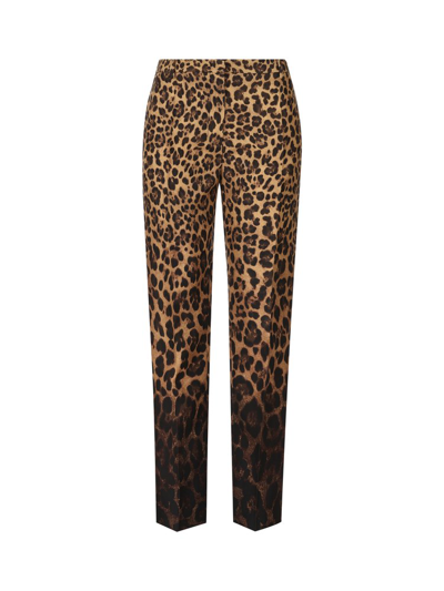 Valentino Leopard Print Ombre Slim-fit Pants In Brown Multi