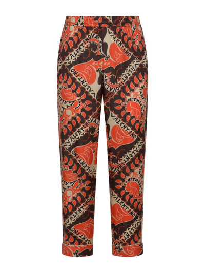 Valentino Abstract-print Pajama Trousers In Orange