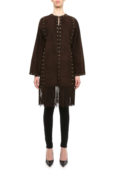 Valentino Fringed Hem Long In Brown