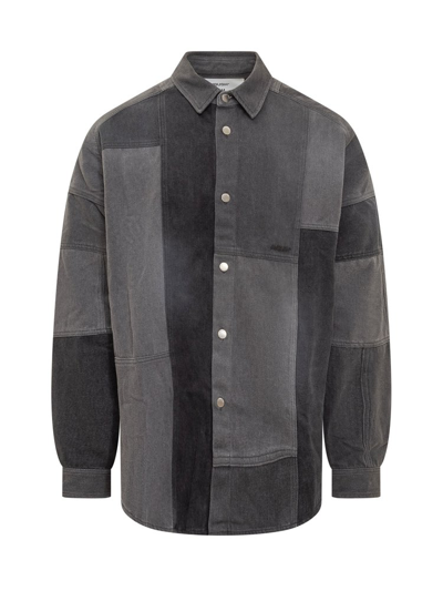 Ambush Gray And Black Cotton Denim Shirt In Grey