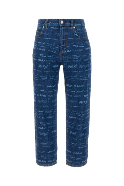 Marni Mega -print Straight-leg Jeans In Blue