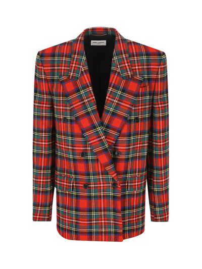 Saint Laurent Oversized Checked Long In Multi