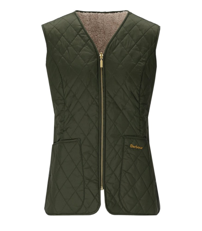 Barbour Logo-embroidered Quilted Gilet In Green