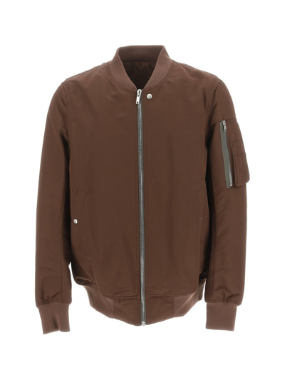 Rick Owens Zipped Bomber Jacket In Brown