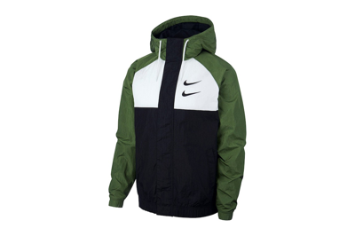 Pre-owned Nike Swoosh Hd Woven Jacket Black/white/treeline/black