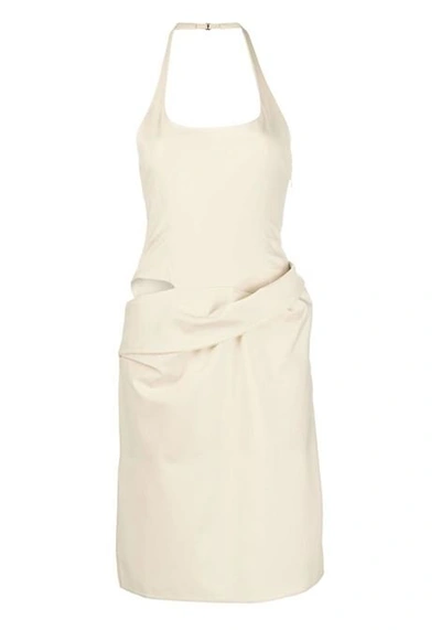 Jacquemus Sleeveless Mini Dress In Beige