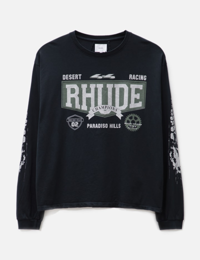 Rhude Men's 4x4 Logo Long-sleeve T-shirt In Black