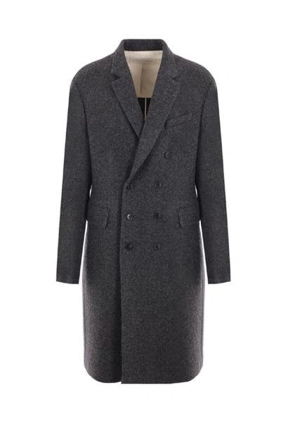 Dries Van Noten Double Breasted Coat In Grey