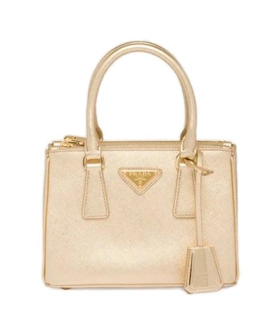 Prada Galleria Mini Top Handle Bag In Gold