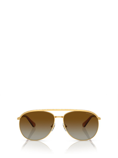 Swarovski Pavé Metal Aviator Sunglasses In Gold