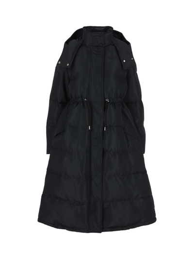 Alexander Mcqueen Padded Drawstring Coat In Black