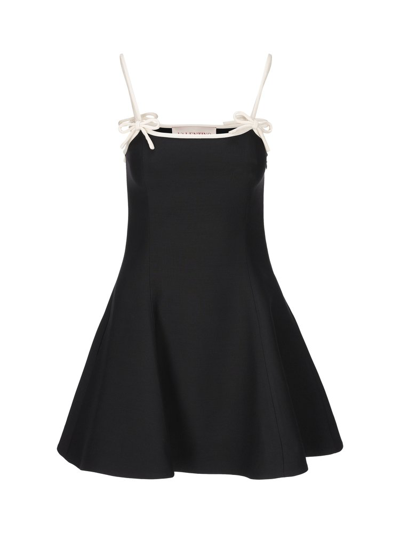 Valentino Strapped Crepe Couture Dress In Black
