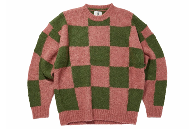 Pre-owned Union X J.crew Checkerboard Sweater Olive/rose