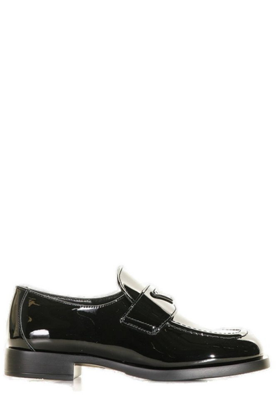 Prada Logo Plaque Loafers In Black