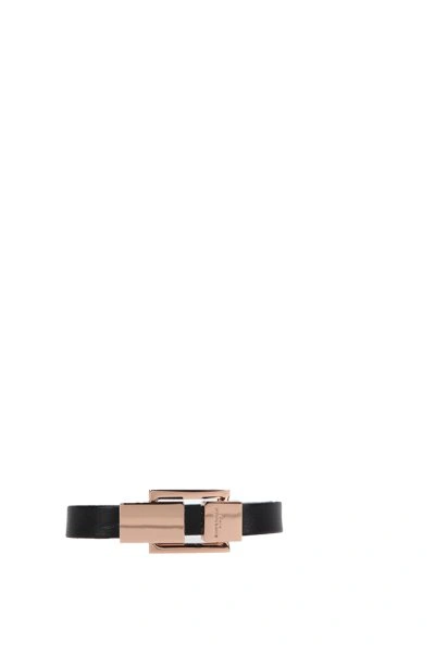 Saint Laurent Logo Enbgraved Bracelet In Black