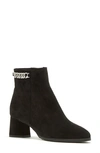 La Canadienne Andrea Suede Chain Ankle Booties In Black Suede