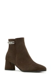 La Canadienne Andrea Suede Chain Ankle Booties In Brunette Suede