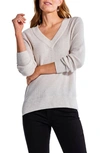 Nic + Zoe Women's Waffle Stitch V-neck Sweater In Cream