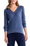 Nic + Zoe Women's Waffle Stitch V-neck Sweater In Cornflower