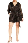 CITY CHIC SEQUIN LONG SLEEVE ROMPER
